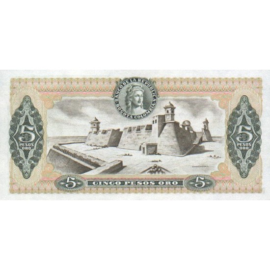 1980 - Colombia Pic 406f 5 Pesos Oro banknote 1980 - Colombia Pic 406f 5 Pesos Oro banknote