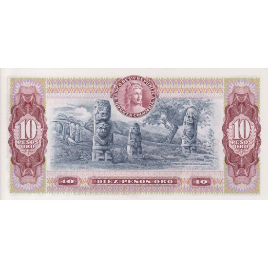 1980 - Colombia P407h 10 Pesos Oro banknote 1980 - Colombia P407h 10 Pesos Oro banknote