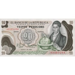 1983 - Colombia P409d 20 Pesos Oro banknote