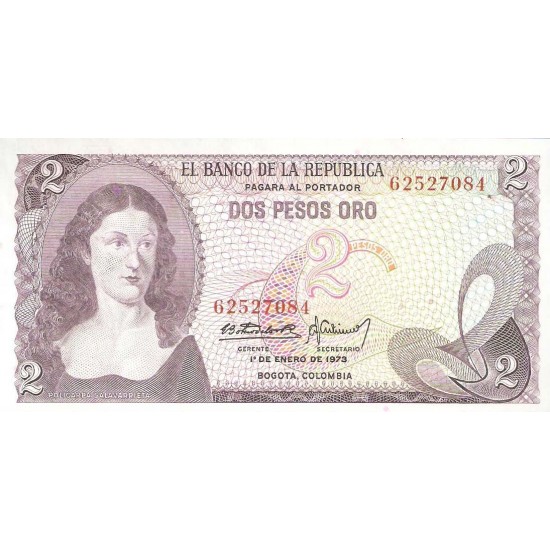 1973 - Colombia P413a 2 Pesos Oro banknote 1973 - Colombia P413a 2 Pesos Oro banknote