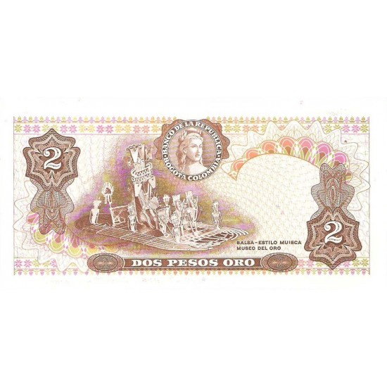 1973 - Colombia P413a 2 Pesos Oro banknote 1973 - Colombia P413a 2 Pesos Oro banknote