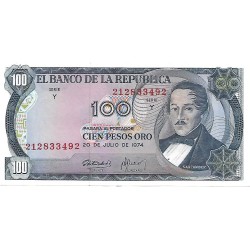 1974 - Colombia P415 100 Pesos Oro banknote XF