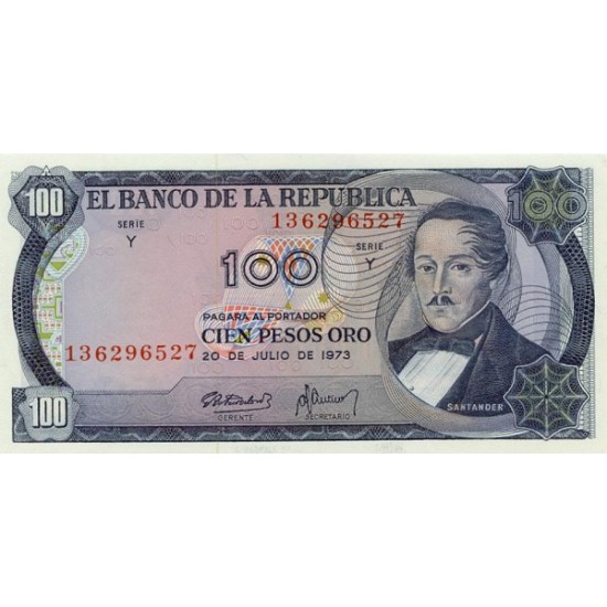 1974 - Colombia P415 100 Pesos Oro banknote 1974 - Colombia P415 100 Pesos Oro banknote
