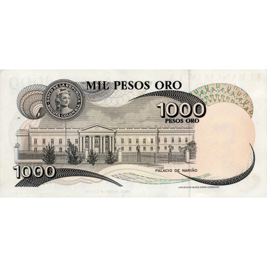 1979 - Colombia P421a 1,000 Pesos Oro banknote 1979 - Colombia P421a 1,000 Pesos Oro banknote