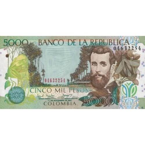 2001 - Colombia P452b 5,000 Pesos Oro banknote