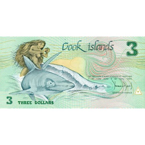 1987 - Cook Islands P3a 3 Dollars banknote