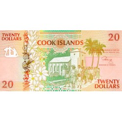 1992 - Cook Islands P9a 20 Dollars banknote