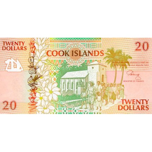 1992 - Cook Islands P9a 20 Dollars banknote