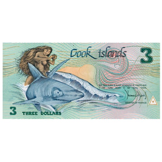 1987 - Cook Islands P3 3 Dollars banknote 1987 - Cook Islands P3 3 Dollars banknote