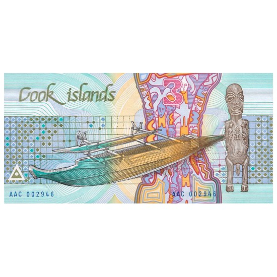 1987 - Cook Islands P3 3 Dollars banknote 1987 - Cook Islands P3 3 Dollars banknote