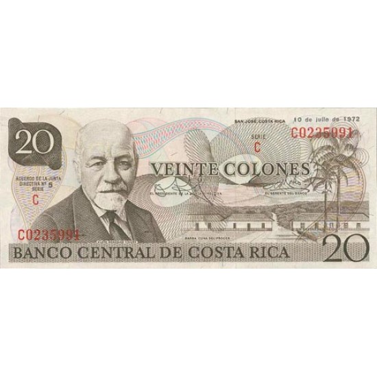 1978 - Costa Rica P238c 20 Colones banknote 1978 - Costa Rica P238c 20 Colones banknote