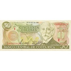 1988 - Costa Rica P253 billete de 50 Colones