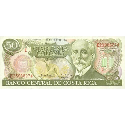 1993 - Costa Rica P257 billete de 50 Colones