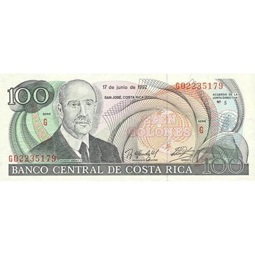 1992 - Costa Rica P258 100 Colones banknote