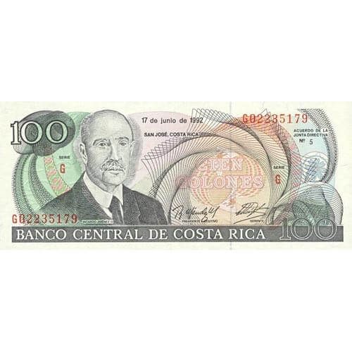 1992 - Costa Rica P258 billete de 100 Colones