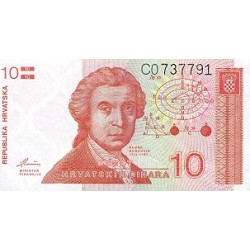 1991 - Croacia Pic 18a 10 Dinars banknote
