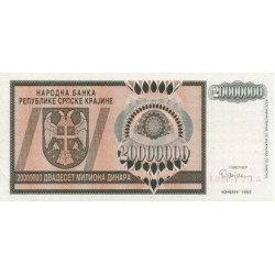 1993 - Croacia Pic R13 billete de 20 Mill. Dinara