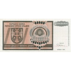 1993 - Croatia Pic R13 20 Mill. Dinars  banknote