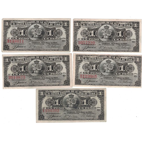 1896  - Cuba P47 1 Peso banknote (XF) banknote