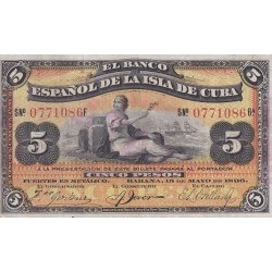 1896 - Cuba Pic 48b 5 Pesos (VF) banknote