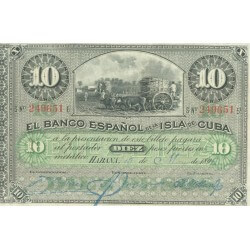 1896 - Cuba Pic 49c 10 Pesos banknote