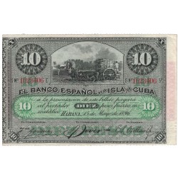 1896 - Cuba Pic 49d 10 Pesos banknote (XF)