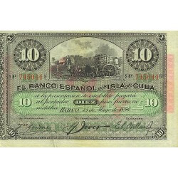 1896 - Cuba Pic 49d 10 Pesos  banknote