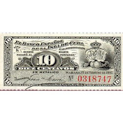 1897 - Cuba P52  10 Centavos banknote