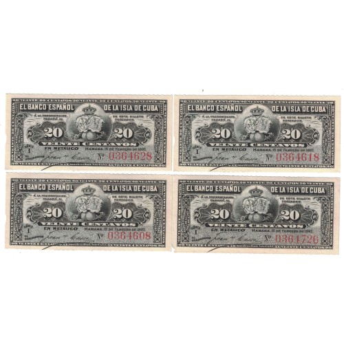 1897 - Cuba P53 billete de 20 Centavos EBC