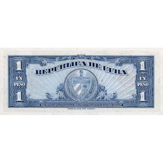 1960 - Cuba P77b 1 Peso banknote 1960 - Cuba P77b 1 Peso banknote