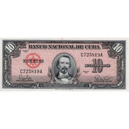 1960 - Cuba P79b billete de 10 Pesos