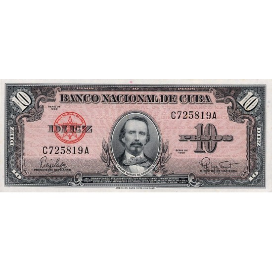 1960 - Cuba P79b 10 Pesos banknote 1960 - Cuba P79b 10 Pesos banknote
