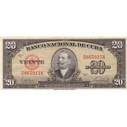 1949 - Cuba P80a 20 Pesos (VF) banknote