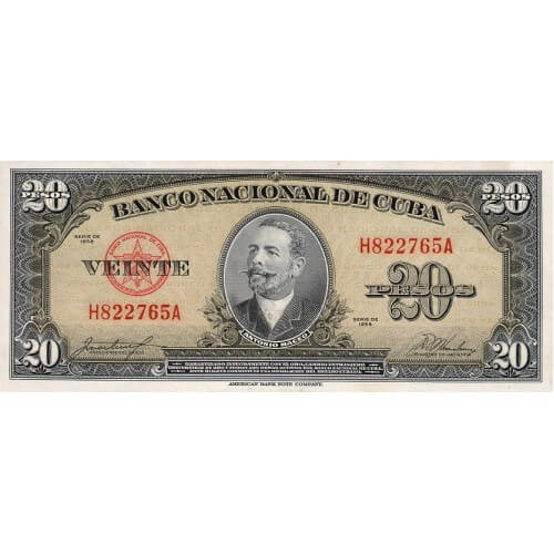 1958 - Cuba P80b 20 Pesos banknote