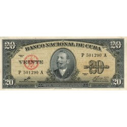 1960 - Cuba P80c billete de 20 Pesos (Firma del Che)
