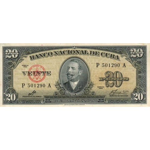 1960 - Cuba P80c billete de 20 Pesos (Firma del Che)