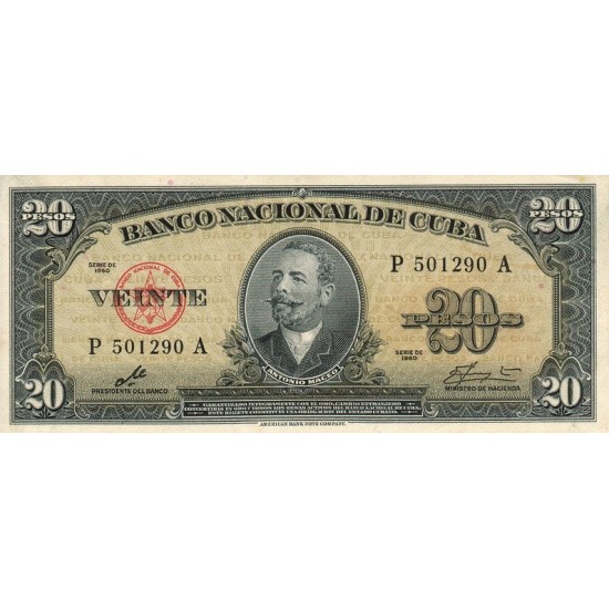 1960 - Cuba P80c 20 Pesos ( With "Che" signature ) 1960 - Cuba P80c 20 Pesos ( With "Che" signature )