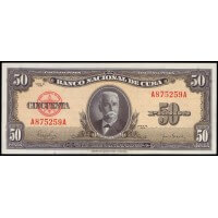 1950 - Cuba P 81a billete de 50 Pesos