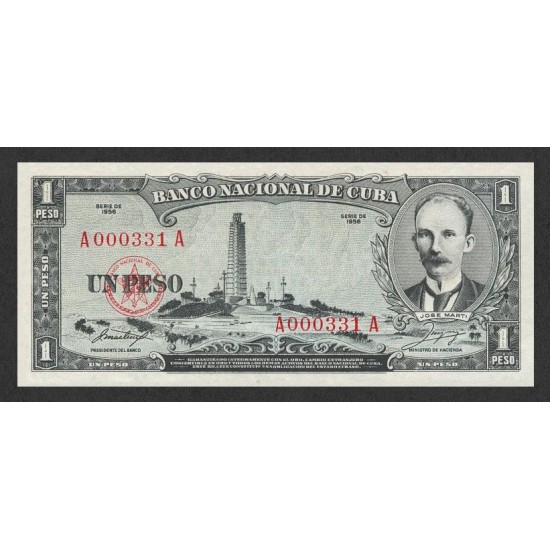 1956 - Cuba P87a 1 Peso banknote 1956 - Cuba P87a 1 Peso banknote