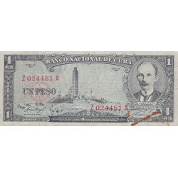 1957 -  Cuba P87b  1 Peso  banknote