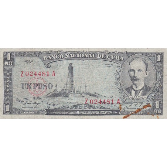 1957 - Cuba P87b 1 Peso banknote 1957 - Cuba P87b 1 Peso banknote