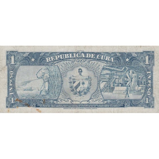 1957 - Cuba P87b 1 Peso banknote 1957 - Cuba P87b 1 Peso banknote