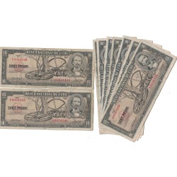 1956 - Cuba P88a 10 Pesos  banknote F