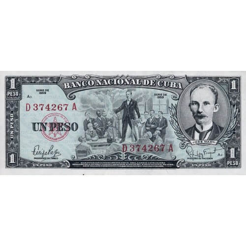 1959 - Cuba P90 1 Peso banknote