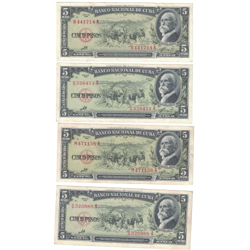 1960 - Cuba pick 91c 5 Pesos Banknote (Che Guevara signature) XF