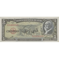 1960 - Cuba billete de 5 pesos pick 91c (Firma del Che)