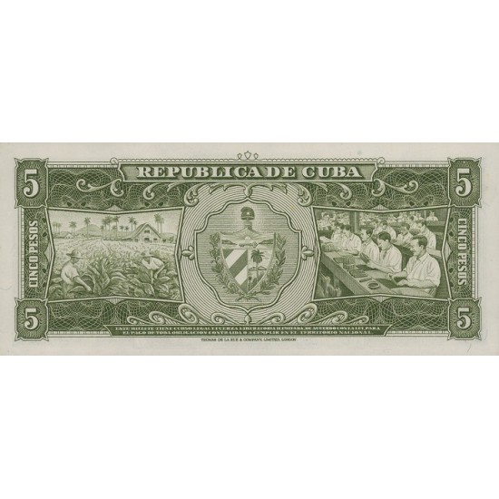 1960 Cuba pick 91c 5 Pesos Banknote (Che Guevara signature) 1960 Cuba pick 91c 5 Pesos Banknote (Che Guevara signature)