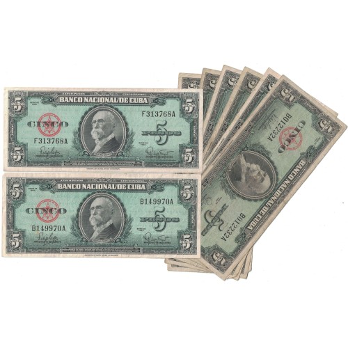 1960 - Cuba P92 billete de 5 Pesos BC