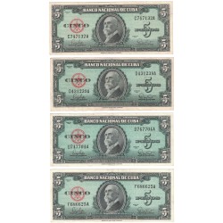 1960 - Cuba P92 5 Pesos banknote VF