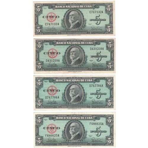 1960 - Cuba P92 5 Pesos banknote XF